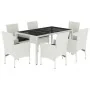Set comedor jardín 7 pzas cojines ratán sintético vidrio blanco von , Gartensets - Ref: Foro24-3278582, Preis: 554,58 €, Raba...
