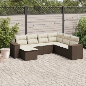 Juego de sofás de jardín 7 piezas con cojines ratán PE marrón by , Garden sets - Ref: Foro24-3255240, Price: 455,82 €, Discou...