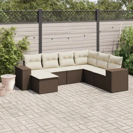 Juego de sofás de jardín 7 piezas con cojines ratán PE marrón by , Garden sets - Ref: Foro24-3255240, Price: 455,82 €, Discou...