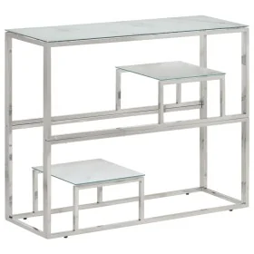 Mesa consola acero inoxidable plateado y vidrio templado by , Side tables - Ref: Foro24-350011, Price: 138,44 €, Discount: %