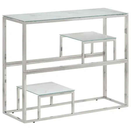 Mesa consola acero inoxidable plateado y vidrio templado by , Side tables - Ref: Foro24-350011, Price: 138,30 €, Discount: %