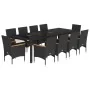 Set comedor jardín 11 pzas cojines ratán sintético vidrio negro de , Conjuntos de jardín - Ref: Foro24-3278734, Precio: 890,6...