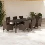 Set comedor jardín 9 pzas cojines ratán sintético vidrio marrón by , Garden sets - Ref: Foro24-3278589, Price: 731,45 €, Disc...