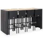Mesa y sillas bar jardín 9 pzas ratán sintético y madera negro by , Garden sets - Ref: Foro24-49566, Price: 704,26 €, Discoun...