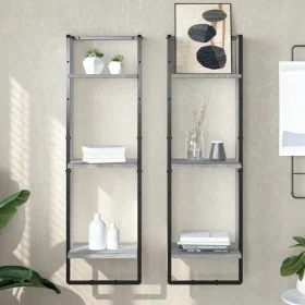 Estantería de pared 3 niveles madera gris Sonoma 30x25x100 cm von , Regale und Regale - Ref: Foro24-836306, Preis: 34,71 €, R...
