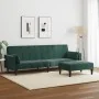 Sofá cama de 2 plazas con taburete terciopelo verde oscuro by , Sofas - Ref: Foro24-3258135, Price: 334,36 €, Discount: %