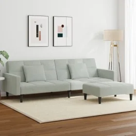 Sofá cama de 2 plazas con taburete terciopelo gris claro by , Sofas - Ref: Foro24-3258116, Price: 335,65 €, Discount: %