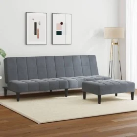 Sofá cama de 2 plazas con taburete terciopelo gris oscuro by , Sofas - Ref: Foro24-3258128, Price: 300,64 €, Discount: %
