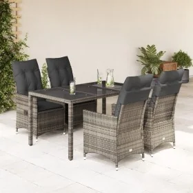 Set comedor de jardín 5 piezas con cojines ratán sintético gris von , Gartensets - Ref: Foro24-3276738, Preis: 599,89 €, Raba...
