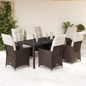 Set comedor de jardín 7 pzas con cojines ratán sintético marrón by , Garden sets - Ref: Foro24-3276773, Price: 905,70 €, Disc...