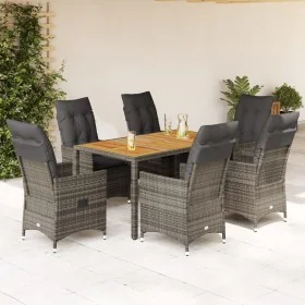Set comedor jardín 7 pzas y cojines ratán sintético gris von , Gartensets - Ref: Foro24-3276727, Preis: 843,55 €, Rabatt: %