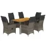 Set comedor jardín 7 pzas y cojines ratán sintético gris by , Garden sets - Ref: Foro24-3276727, Price: 843,55 €, Discount: %