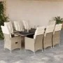 Set comedor de jardín 9 pzas con cojines ratán sintético beige by , Garden sets - Ref: Foro24-3276809, Price: 1,00 €, Discoun...