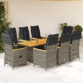 Set comedor jardín 9 pzas y cojines ratán sintético gris von , Gartensets - Ref: Foro24-3276854, Preis: 1,00 €, Rabatt: %