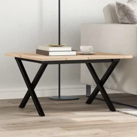 Mesa de centro marco X madera maciza pino y acero 60x60x40 cm by , Kitchen and dining tables - Ref: Foro24-3282682, Price: 66...