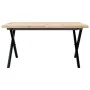 Mesa de centro marco X madera maciza pino y acero 90x90x45,5 cm de , Mesas de cocina y de comedor - Ref: Foro24-3282753, Prec...