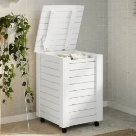 Cesta ropa sucia con ruedas RANA madera pino blanca 45x45x64 cm by , Laundry baskets - Ref: Foro24-4002326, Price: 99,62 €, D...