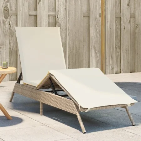 Tumbona con cojín ratán sintético beige by , Loungers - Ref: Foro24-4002705, Price: 143,57 €, Discount: %