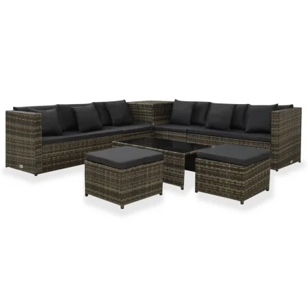 Set de sofás de jardín 8 piezas y cojines ratán sintético gris by , Garden sets - Ref: Foro24-313136, Price: 749,57 €, Discou...