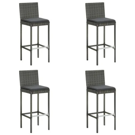 Taburetes altos de jardín cojines 4 uds ratán sintético gris von , Gartenstühle - Ref: Foro24-316671, Preis: 339,93 €, Rabatt: %