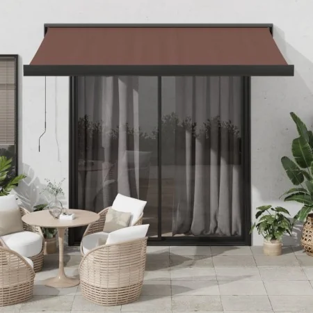 Toldo retráctil manual marrón 350x250 cm de , Toldos - Ref: Foro24-3215724, Precio: 530,32 €, Descuento: %