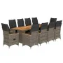 Set de mesa y sillas de jardín 11 pzas y cojines ratán PE gris by , Garden sets - Ref: Foro24-3277270, Price: 1,00 €, Discoun...