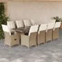 Set de mesa y sillas de jardín 11 pzas y cojines ratán PE beige von , Gartensets - Ref: Foro24-3277247, Preis: 1,00 €, Rabatt: %
