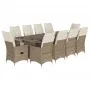 Set de mesa y sillas de jardín 11 pzas y cojines ratán PE beige von , Gartensets - Ref: Foro24-3277247, Preis: 1,00 €, Rabatt: %