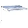 Toldo automático LED sensor de viento azul y blanco 300x250 cm by , Awnings - Ref: Foro24-3069071, Price: 462,23 €, Discount: %