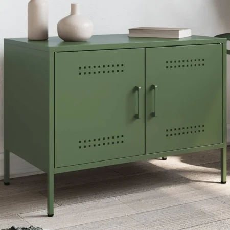Mueble de TV de acero verde oliva 68x39x50,5 cm by , TV Furniture - Ref: Foro24-842942, Price: 78,03 €, Discount: %