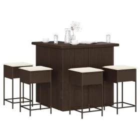 Juego de bar de jardín de 5 pzas con cojines ratán PE marrón by , Garden sets - Ref: Foro24-3261501, Price: 363,58 €, Discoun...