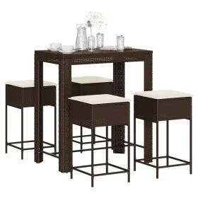 Juego de bar de jardín de 5 piezas con cojines ratán PE marrón by , Garden sets - Ref: Foro24-3261452, Price: 302,46 €, Disco...