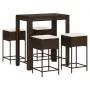 Juego de bar de jardín de 5 piezas con cojines ratán PE marrón von , Gartensets - Ref: Foro24-3261452, Preis: 302,45 €, Rabat...