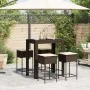 Juego de bar de jardín de 5 piezas con cojines ratán PE marrón von , Gartensets - Ref: Foro24-3261452, Preis: 302,45 €, Rabat...