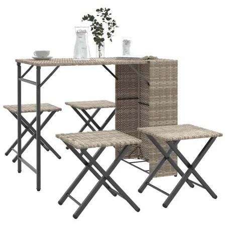 Juego de comedor de jardín plegable 5 pzas ratán PE gris claro von , Gartensets - Ref: Foro24-365948, Preis: 168,71 €, Rabatt: %