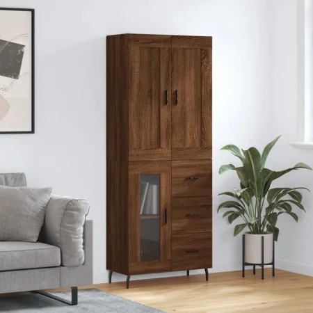 Aparador alto madera contrachapada marrón roble 69,5x34x180 cm by , Sideboards - Ref: Foro24-3199960, Price: 168,92 €, Discou...