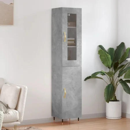 Aparador de madera contrachapada gris hormigón 34,5x34x180 cm by , Sideboards - Ref: Foro24-3199157, Price: 99,17 €, Discount: %