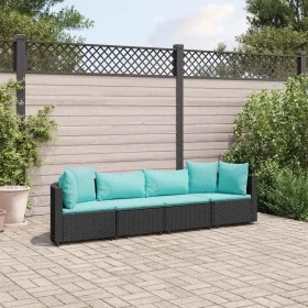 Juego de sofás jardín 4 pzas con cojines ratán sintético negro von , Gartensets - Ref: Foro24-3308460, Preis: 307,82 €, Rabat...