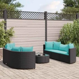 Set de sofás de jardín 7 pzas con cojines ratán sintético negro by , Garden sets - Ref: Foro24-3308436, Price: 516,69 €, Disc...