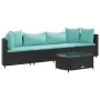 Set de muebles de jardín 5 pzas y cojines ratán sintético negro by , Garden sets - Ref: Foro24-3308372, Price: 349,28 €, Disc...