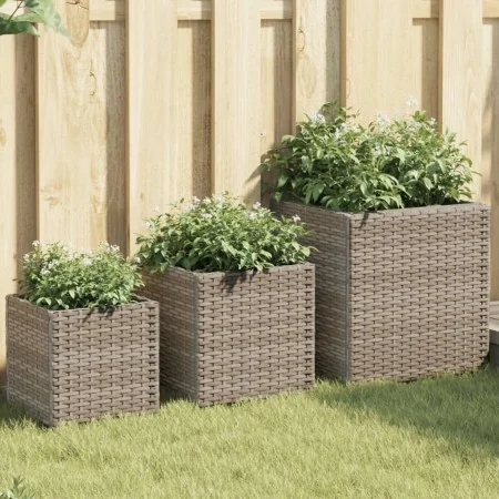 Jardineras 3 unidades ratán sintético gris by , Pots and planters - Ref: Foro24-366397, Price: 82,96 €, Discount: %