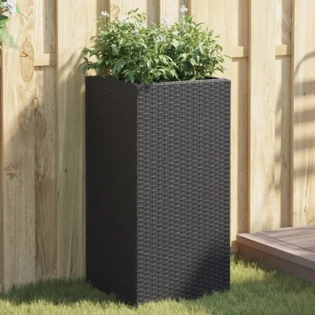 Jardinera de ratán sintético negra 40x40x80 cm by , Pots and planters - Ref: Foro24-366413, Price: 75,08 €, Discount: %