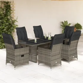 Set comedor jardín 7 pzas y cojines ratán sintético gris by , Garden sets - Ref: Foro24-3276744, Price: 884,26 €, Discount: %