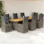 Mesita y sillas jardín 9 piezas y cojines ratán sintético gris by , Garden sets - Ref: Foro24-3277293, Price: 1,00 €, Discoun...