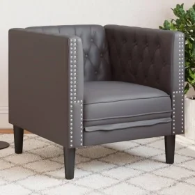 Sillón Chesterfield de cuero artificial gris by , Sofas - Ref: Foro24-372655, Price: 164,18 €, Discount: %