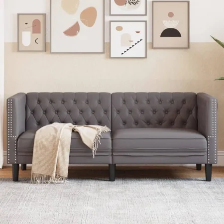 Sofá Chesterfield de 2 plazas cuero artificial gris by , Sofas - Ref: Foro24-372662, Price: 265,68 €, Discount: %