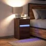 Mesita de noche con luces LED madera de ingeniería roble marrón de , Mesitas de noche - Ref: Foro24-852018, Precio: 62,81 €, ...