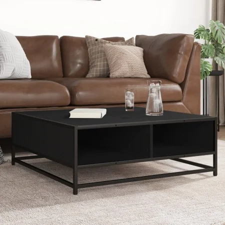 Mesa de centro madera de ingeniería y metal negro 80x80x30 cm by , Coffee table - Ref: Foro24-848769, Price: 66,90 €, Discoun...