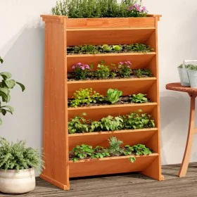 Jardinera hierbas 6 niveles madera maciza marrón 69x40x101,5 cm by , Pots and planters - Ref: Foro24-855055, Price: 136,00 €,...