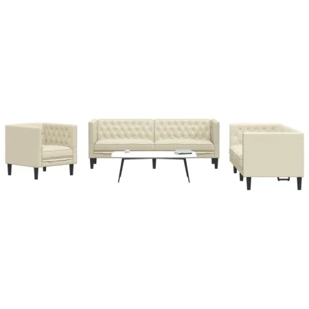 Juego de sofás Chesterfield 3 piezas cuero sintético crema by , Sofas - Ref: Foro24-3209268, Price: 716,15 €, Discount: %